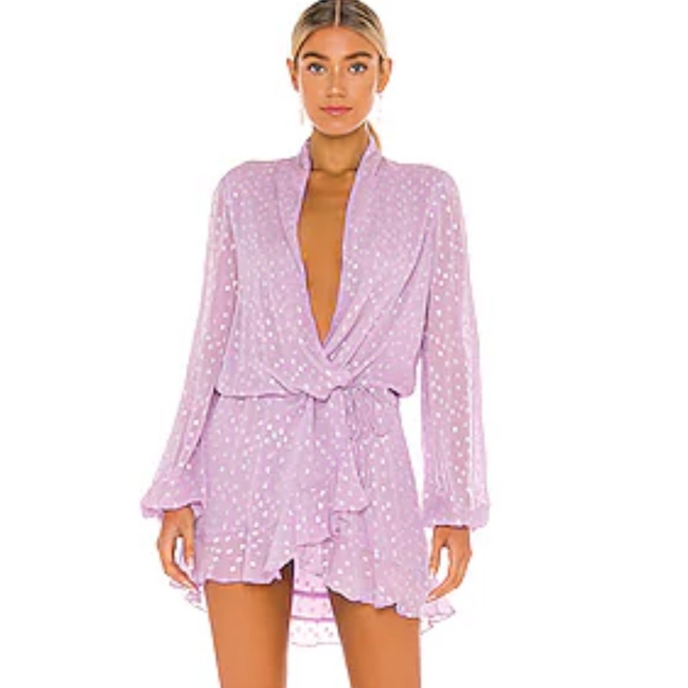 ROCOCO SAND Low Front Mini Dress in Lilac Size S